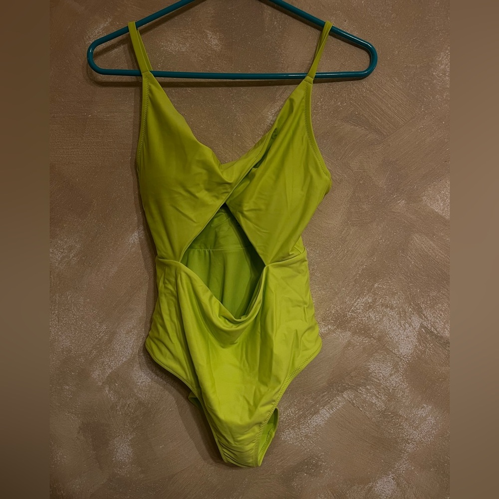 aerie Lime Green Cutout One-Piece Swimsuit